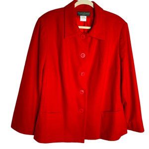 Harve Benard Womens Red Wool/Viscose Button-Down Officecore Blazer Size 24W